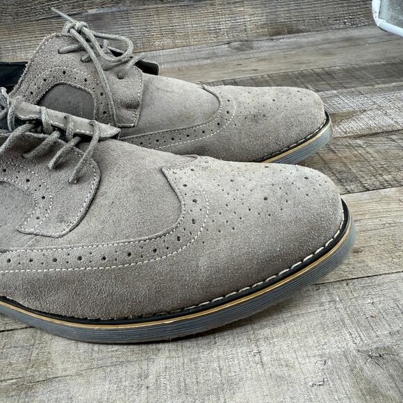 Alpine Swiss Mens Dress Shoes Gray Suede Wingtip Brogue Lace Up SZ 13 Men - Picture 9 of 16